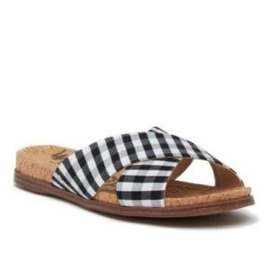SAM EDELMAN Gingham Hattie Criscross Texttile Slide Slip on Sandals Size 11M